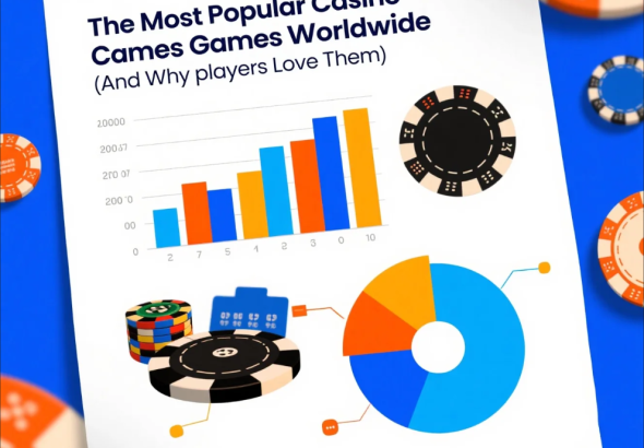 Most popular casino games worldwide with players at tables