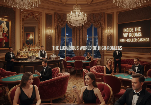 Luxurious private casino VIP room with elegant décor and high-stakes gaming tables