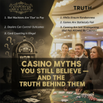 Casino dealer and players at a gaming table highlighting common casino myths and truths