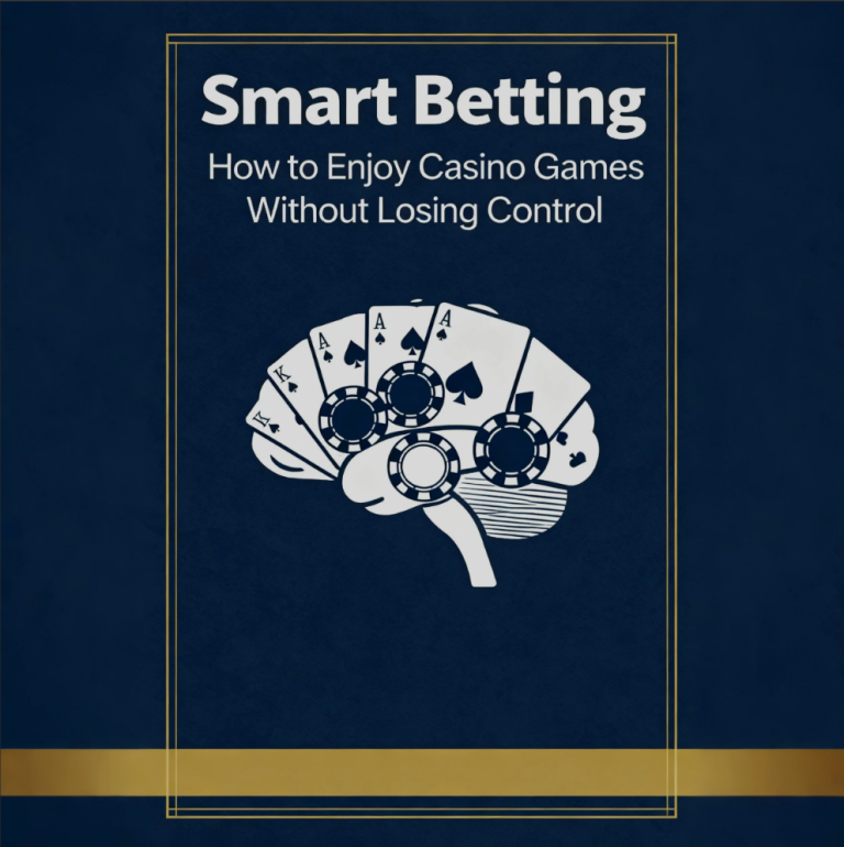Casino player smiling while playing responsibly, symbolizing smart betting habits