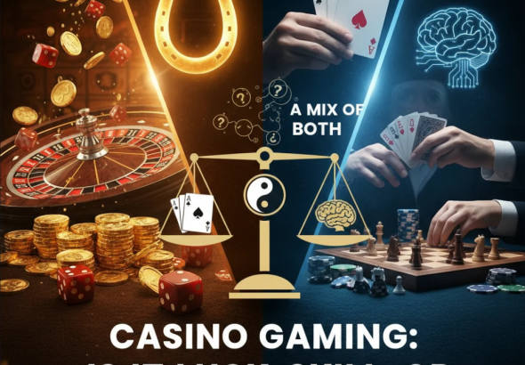 Casino gaming luck vs skill balance in different games.