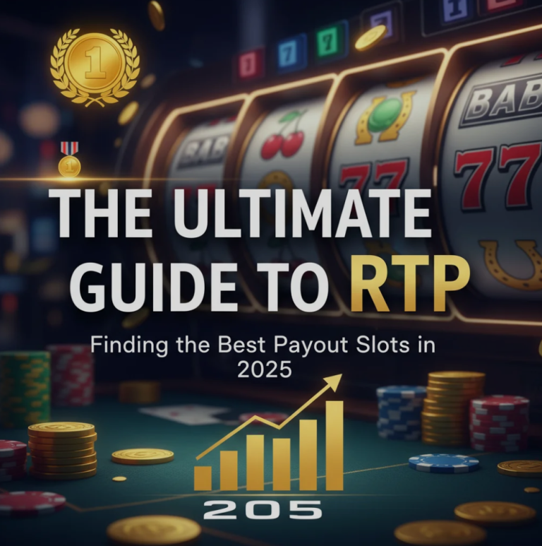 Close-up of a slot machine screen showing high RTP percentage and colorful symbols