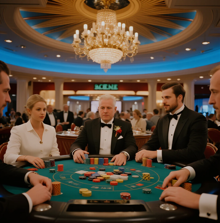 Luxurious casino resort with private pool and high-end gaming facilities