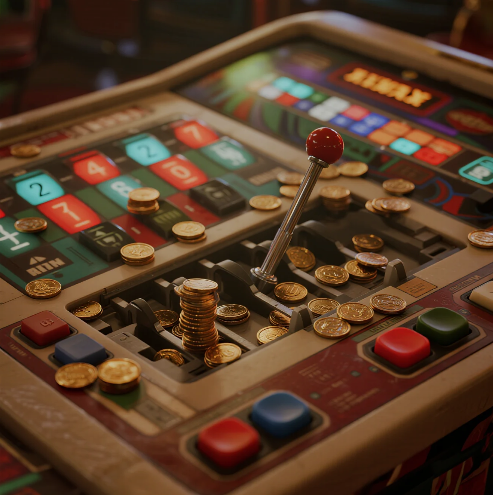 Modern slot machine with hidden features and digital interface