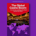 World map with casino icons, glowing city skylines, and digital gambling elements representing the global rise of casinos