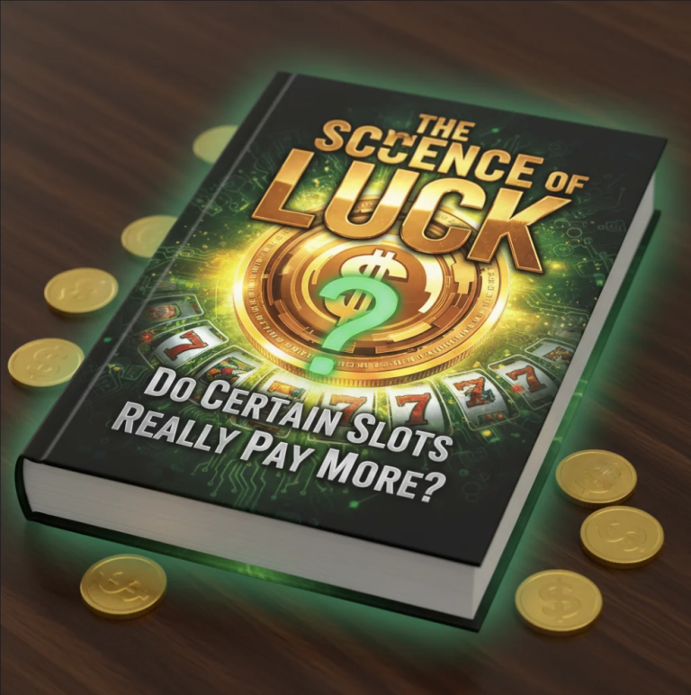 Spinning slot machine reels showing lucky sevens and coins flying out