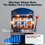 Slot machine showing near-miss outcome with almost matching symbols