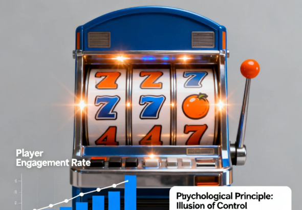 Slot machine showing near-miss outcome with almost matching symbols